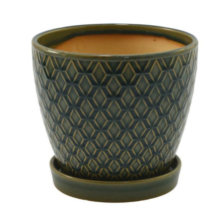 Doniczka ceramiczna z podstawką 17cm h-15cm ASC23237 mix