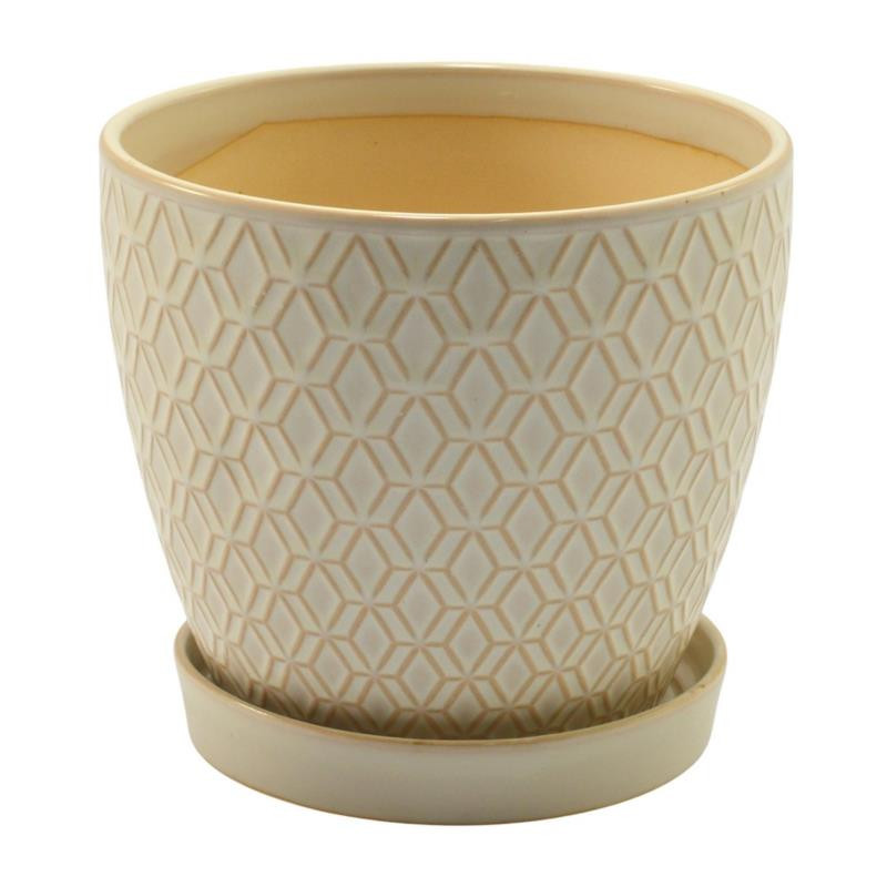 Doniczka ceramiczna z podstawką 17cm h-15cm ASC23237 mix