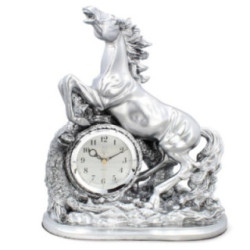 Zegar kominkowy Koń 34cm Z3555S Srebrny