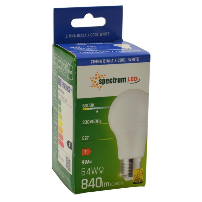 Żarówka LED E27 9W 840lm Spectrum biała zimna