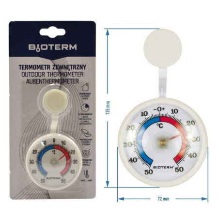 Termometr zaokienny 72mm przyklejany okrągły