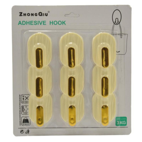 Wieszaki samoprzylepne metalowo/plastikowe 9szt 5cm