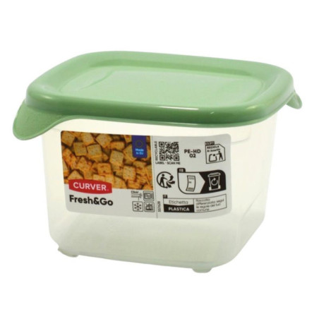 Pojemnik Fresh&Go 0,45L zielona pokrywka kwadrat 263288