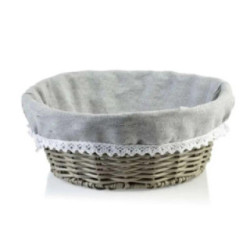 Koszyk wiklinowy na chleb 23x10cm Sino szary 30873 wkład z materiału 2
