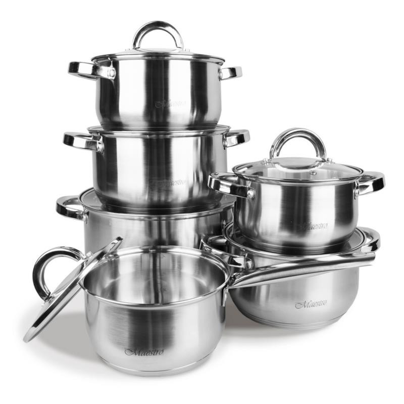 Garnki 12 elementów nierdzewne Maestro MR-2120