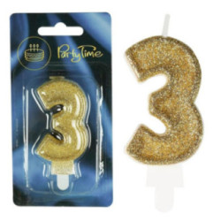 Świeczki numerki złote nr 3 2