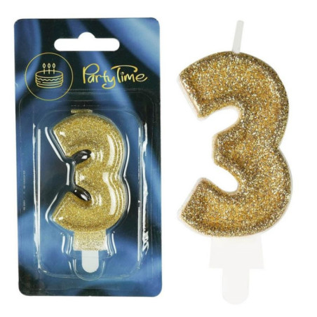 Świeczki numerki złote nr 3