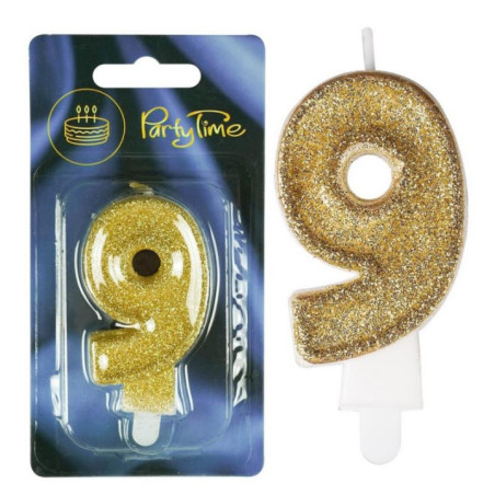 Świeczki numerki złote nr 9