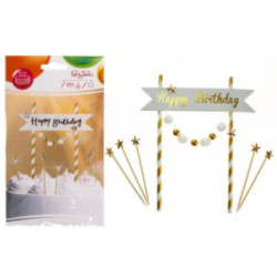 Dekoracja tortu złota "Happy Birthday" 2