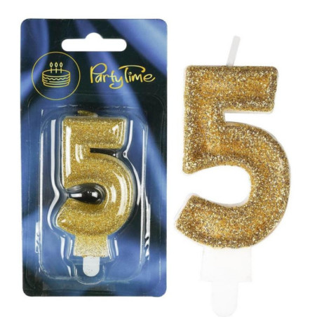 Świeczki numerki złote nr 5