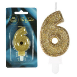 Świeczki numerki złote nr 6 2