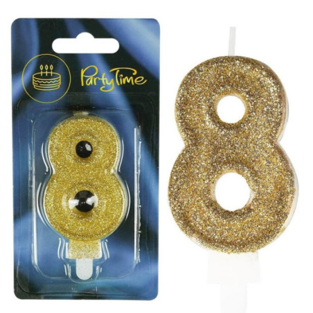 Świeczki numerki złote nr 8