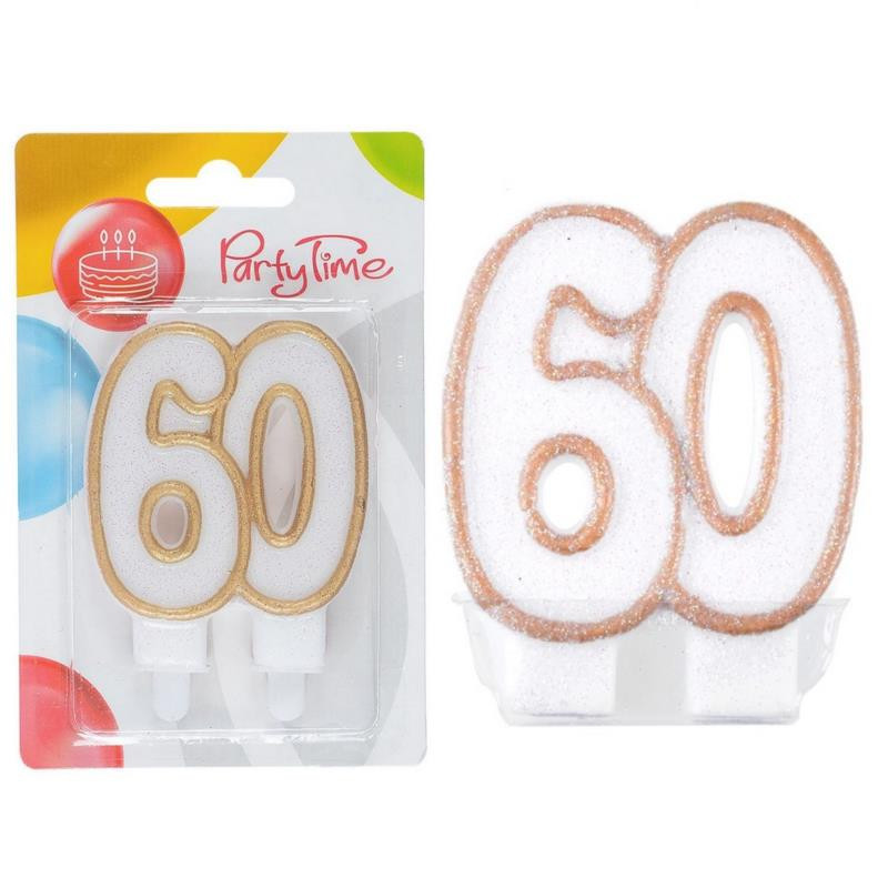 Świeczki numerki białe nr 60