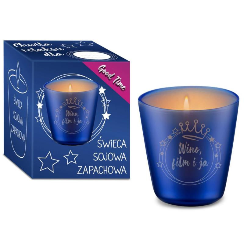 Świeca zapachowa w szkle toksańska winnica "Wino, film i ja"