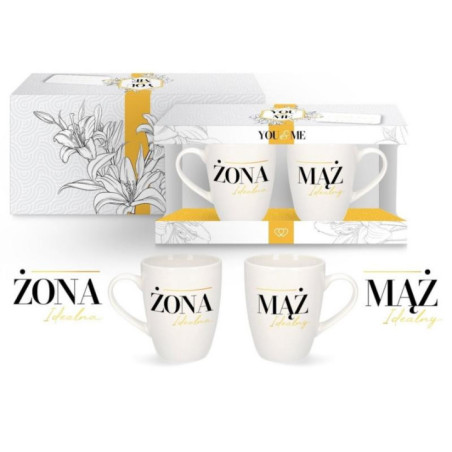 Kubki 2 sztuki 300ml ceramiczne Idealny Mąż / Idealna Żona
