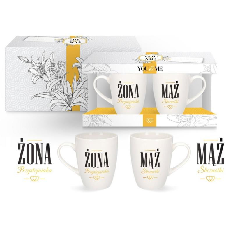 Kubki 2 sztuki 300ml ceramiczne Żona Przystojniaka/Mąż Ślicznotki