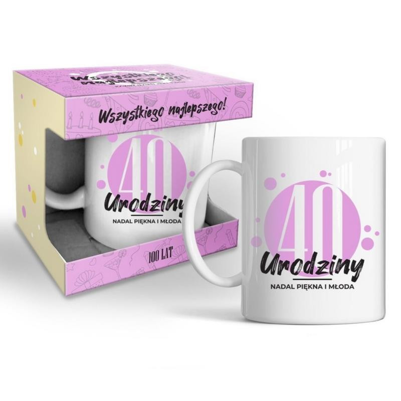 Kubek 320ml "40 urodziny" różowy