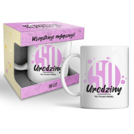 Kubek 320ml "50 urodziny" różowy
