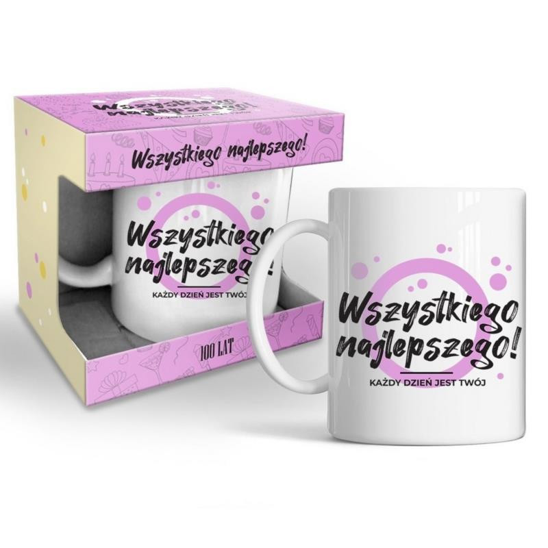 Kubek 320ml "Wszystkiego najlepszego" różowy
