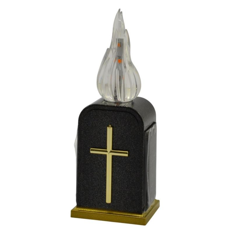 Znicz elektryczny solarny Krzyż czarny