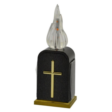 Znicz elektryczny solarny Krzyż czarny