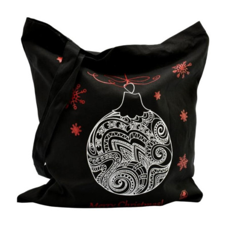 Torba na zakupy bawełniana świąteczna czarna 38x42cm mix