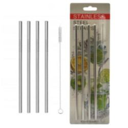 Słomki do napojów metalowe 4szt z czyścikiem 23KB-766 2