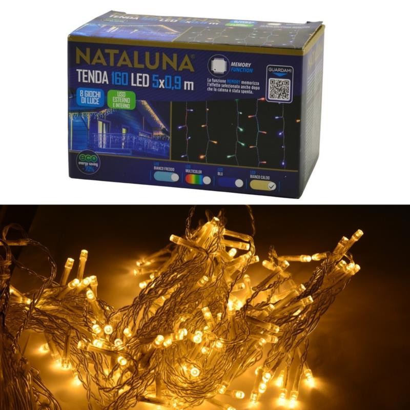 Lampki choinkowe 160 LED białe ciepłe wewn/zewn 5+0,9m