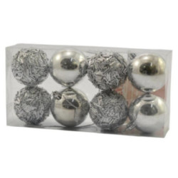 Bombki plastikowe 6cm 8szt srebrne 2