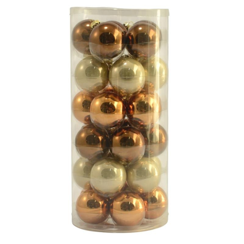 Bombki 30szt 6cm gładkie miedziane GB630 szklane