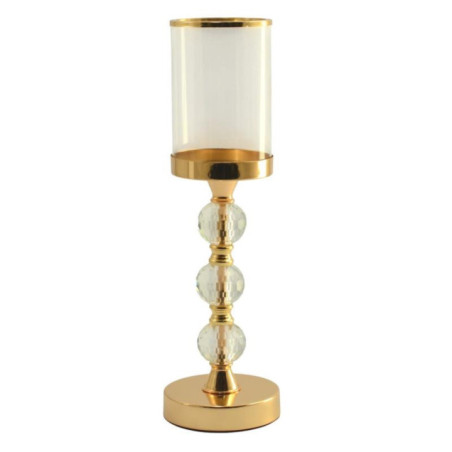 Świecznik metal/szkło 41x13cm złoty K1510