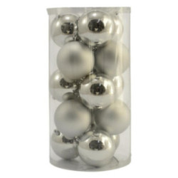 Bombki 15szt 8cm gładkie srebrne SPB815 2