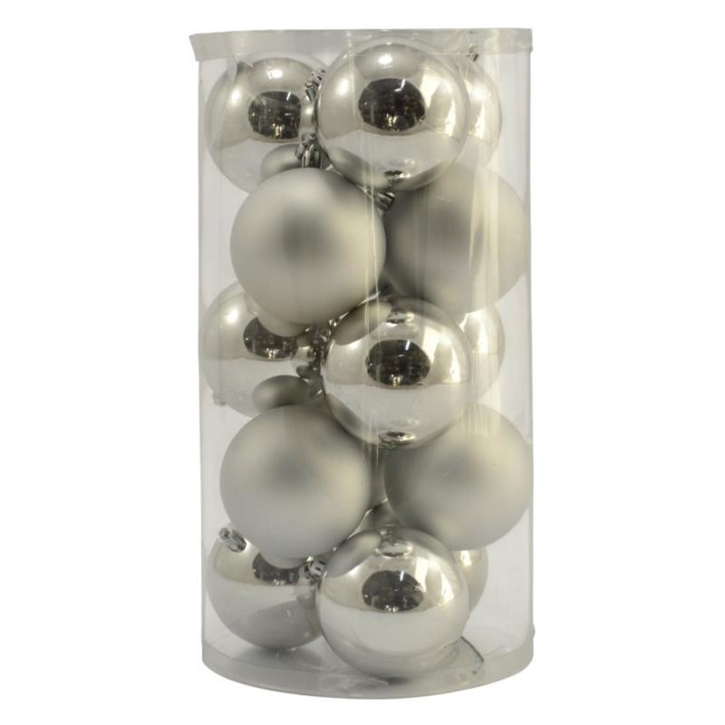 Bombki 15szt 8cm gładkie srebrne SPB815