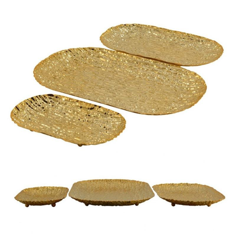 Świeczniki 3szt metal złoty 26cm/35cm/33cm