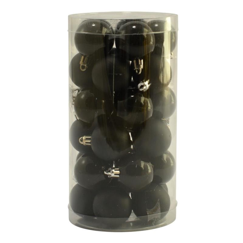 Bombki 30szt 4cm gładkie czarne PB430