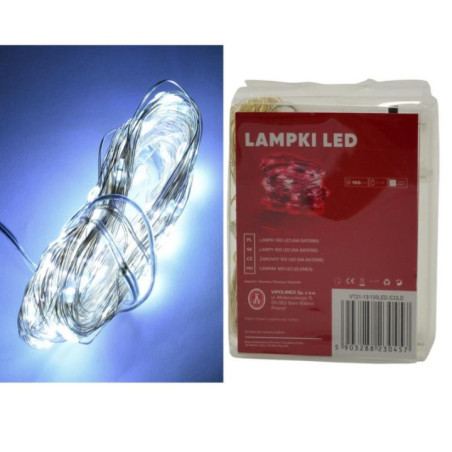 Lampki 100LED biały zimny 3xAAA