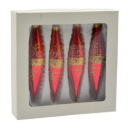 Bombki szklane 4szt 150mm sople dekorowane mix