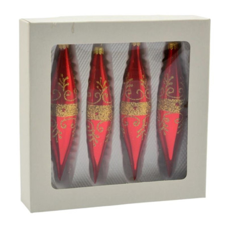 Bombki szklane 4szt 150mm sople dekorowane mix