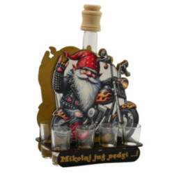 Karafka szklana Mikołaj na motorze 849 +6 kieliszków