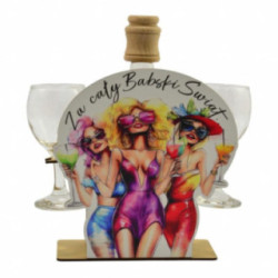 Karafka szklana Babski Świat 857 +2 kieliszki do wina