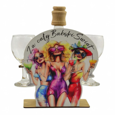 Karafka szklana Babski Świat 857 +2 kieliszki do wina