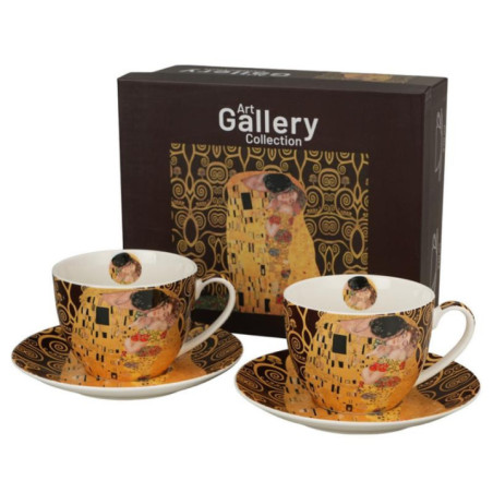 Filiżanki ze spodkami 2 sztuki The kiss brown 250ml