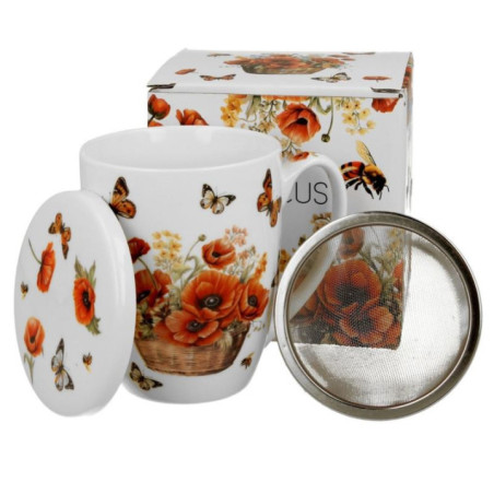 Kubek z zaparzaczem 350ml Kosz Kwiatów Maki