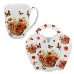 Kubek w koszyczku 350ml Maki 2