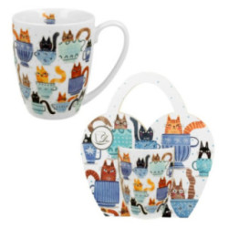 Kubek w koszyczku 350ml Koty w filiżankach 2