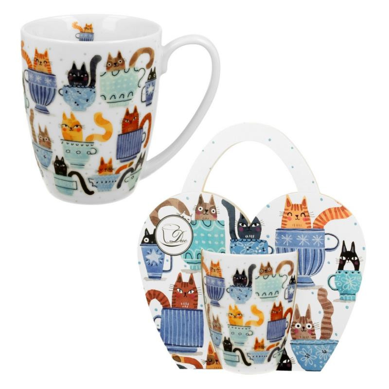 Kubek w koszyczku 350ml Koty w filiżankach
