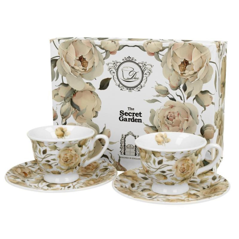 Filiżanki ze spodkami 2 sztuki 100ml Róże espresso