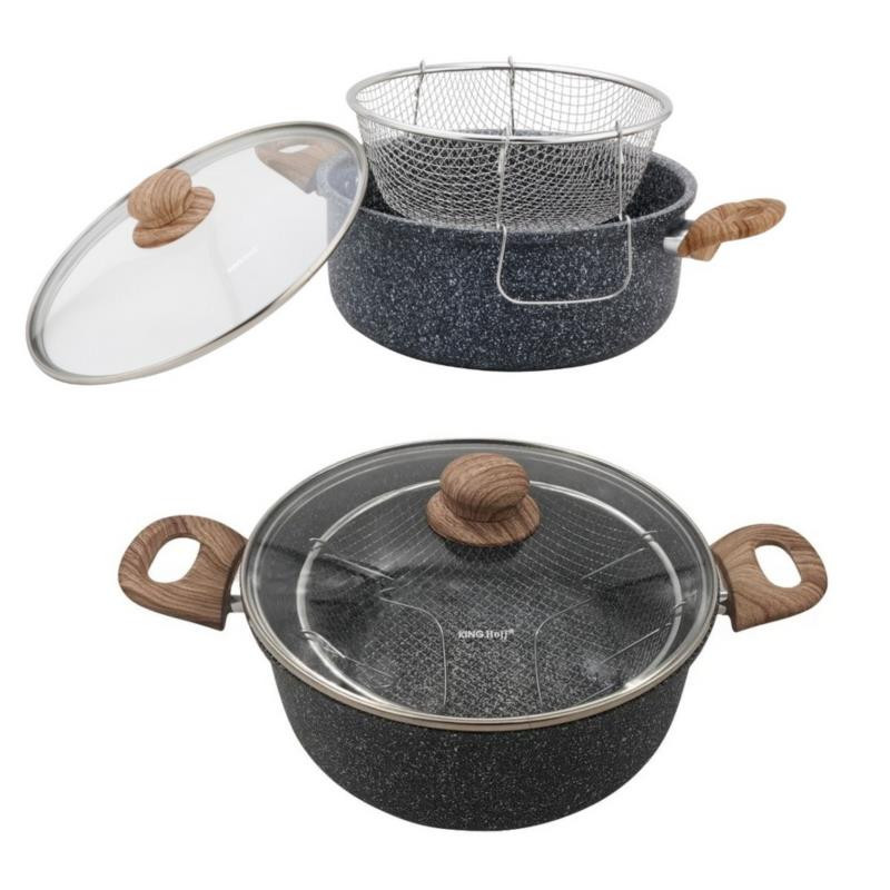 Garnek do frytek 24cm 4L z sitem Kinghoff KH-1985