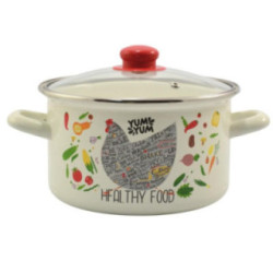 Garnek emalia 20cm 3,8L z/p Kura okuwany kremowy