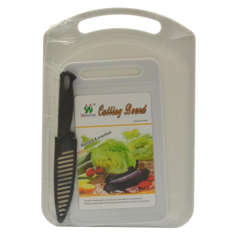 Deski do krojenia plastikowe 2 sztuki z nożem MR1489 mix